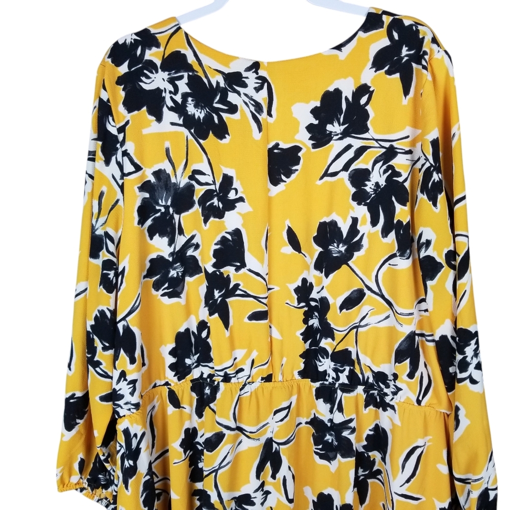 Lane Bryant BeautiCurve Crossover Midi Yellow And Black Floral Dress - Picture 6 of 10